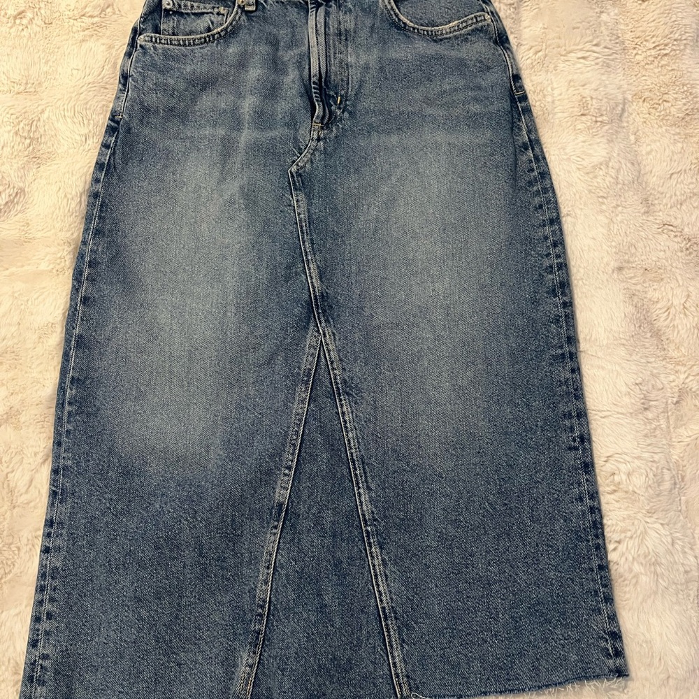 Rails Light Blue Midi Denim Skirt